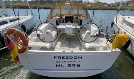 Heck Aussenaufnahme der Dufour 382 GL "Freedom" in Greifswald