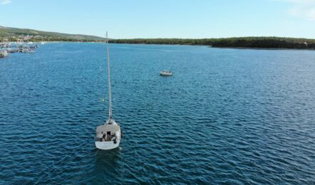 Heck Aussenaufnahme der Sun Odyssey 349.2 "Antonija" in Punat in Kroatien