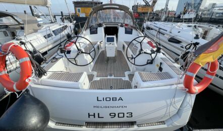 Heck Aussenaufnahme der Sun Odyssey 389 "Lioba" in Heiligenhafen