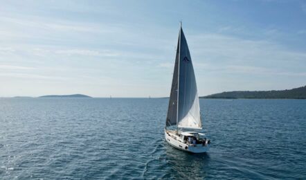 Heck Aussenaufnahme der Hanse 588 "JOANNA" in Rogoznica in Kroatien