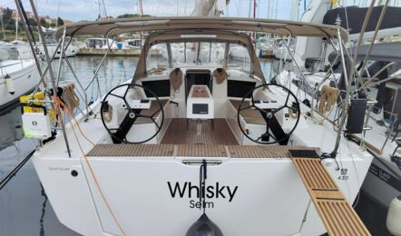 Heck Aussenaufnahme der Dufour 430 "WHISKY" in Pula in Kroatien