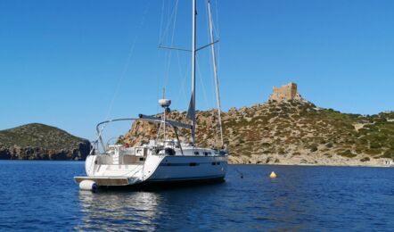 Heck Aussenaufnahme der Bavaria cruiser 45 "Eva" in Palma auf Mallorca